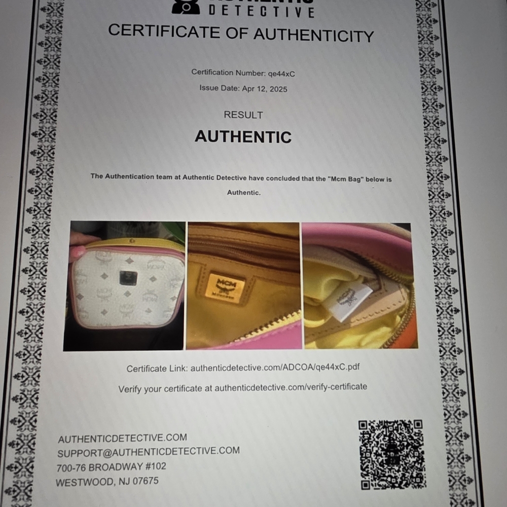 **EUC** MCM White/Pink/Yellow Leather Crossbody Bag - Picture 2 of 8